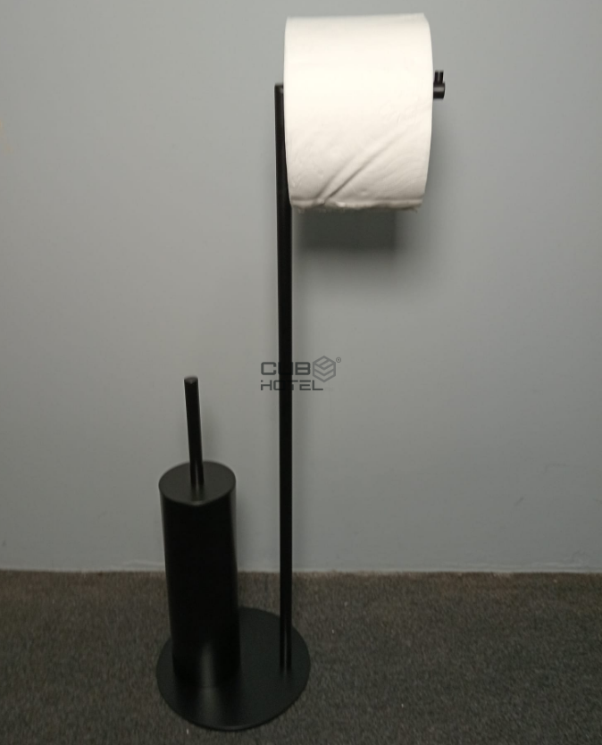 Portaescobillas de baño de acero inoxidable negro